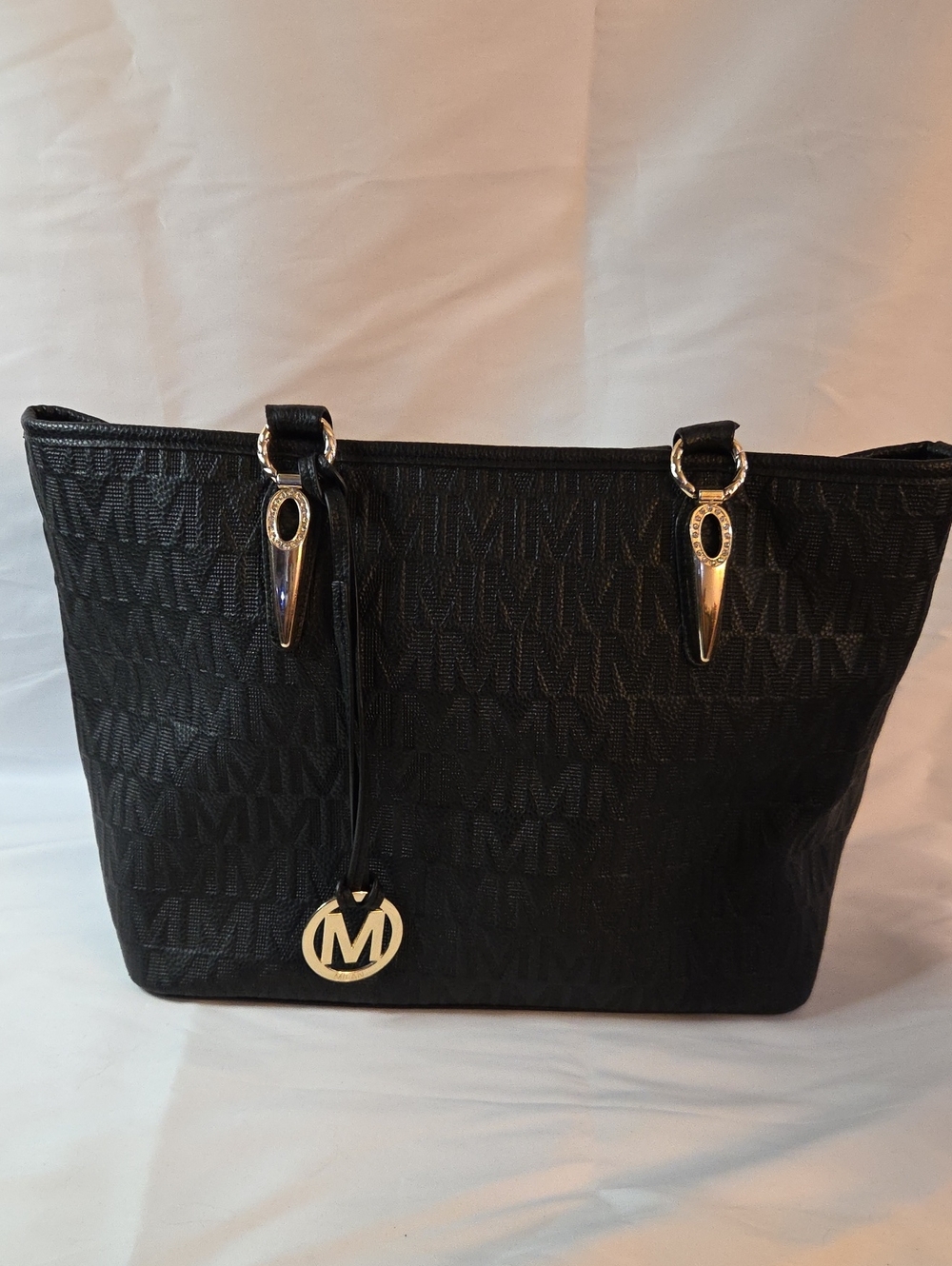MK-Inspired Black Tote with Gold Tone Hardware
